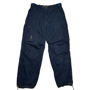 Vintage Abercrombie & Fitch Mens Utility Baggy Cargo Pants Large Navy Blue Y2K
